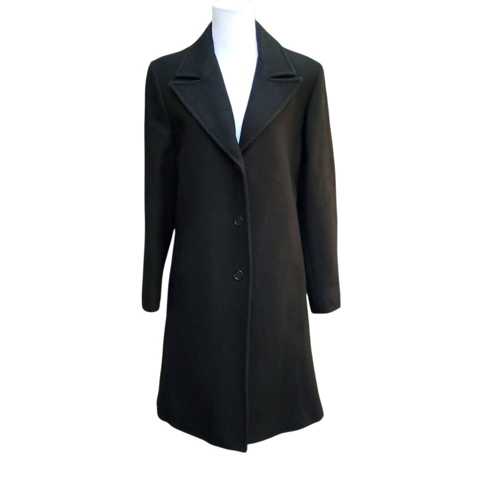 Vintage Mario De Pinto Black Wool Coat Classic Old Money Quiet Luxury Fits S/M